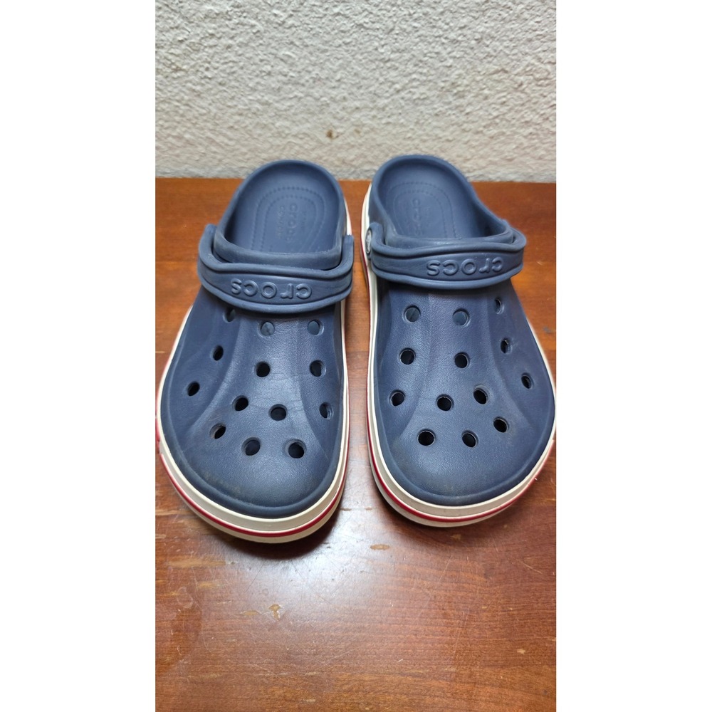 Crocs Bayaband Clogs Navy Blue Red White Men 7 Women 9 Unisex Sandals 205089